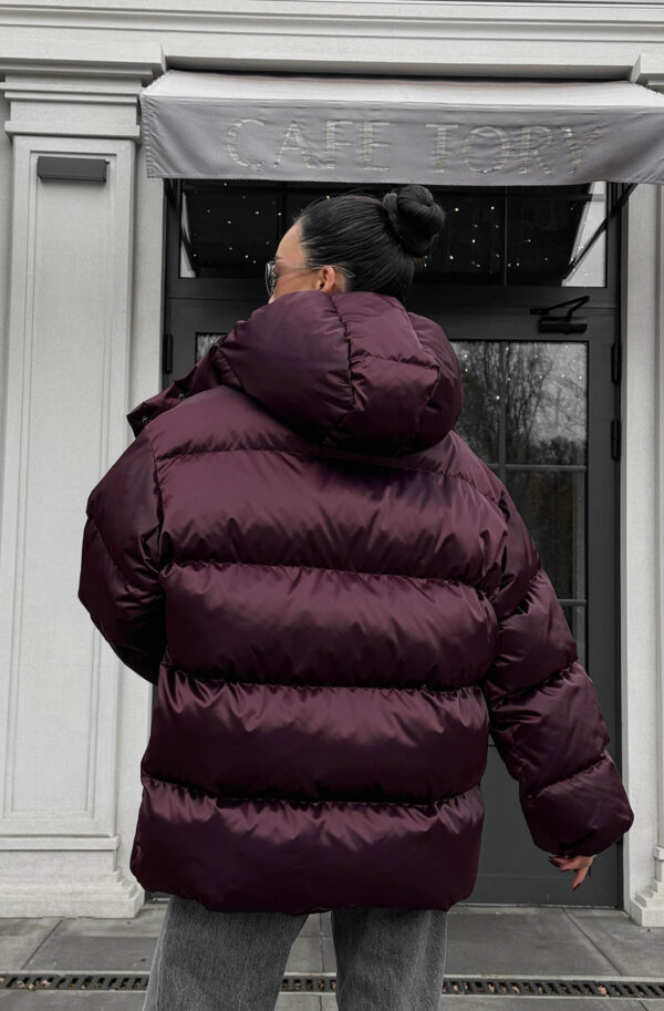 Зимовий короткий пуховик оверсайз бургунді | 87685