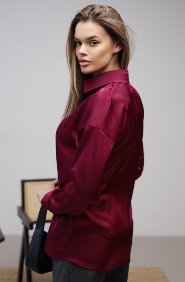 Шовкова блуза вільного крою бордова | 88339