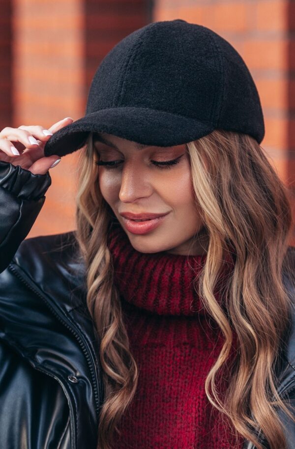 Демісезонна вовняна кепка чорна | 88227