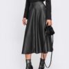Розкльошена спідниця з екошкіри чорна | 88007 Розкльошена спідниця з екошкіри чорна | 88007