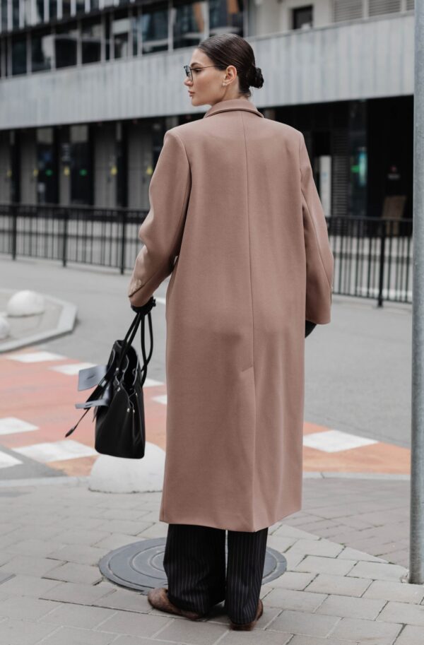 Демісезонне двобортне пальто мокко | 88268