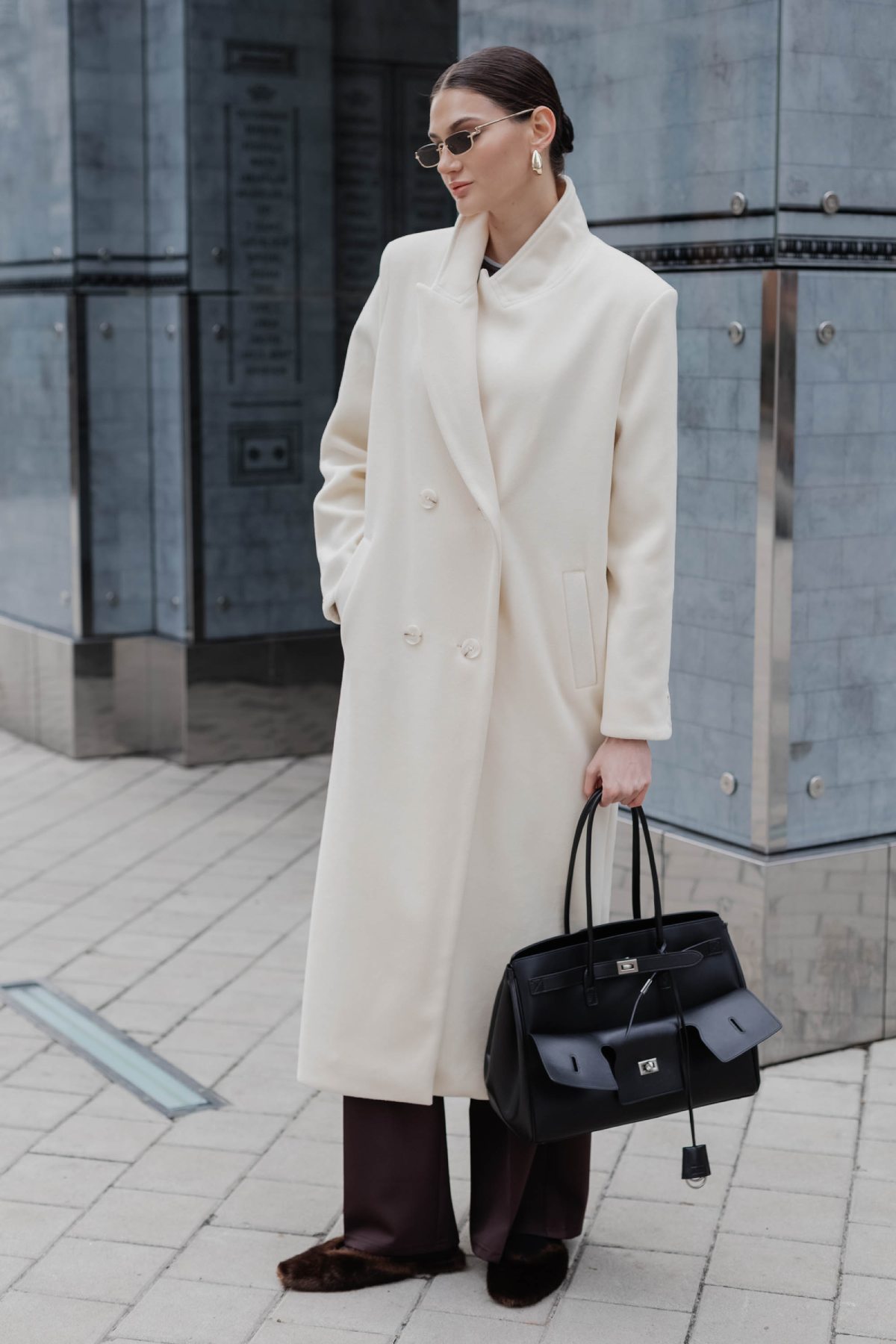 Демісезонне двобортне молочне пальто | 88279 Демісезонне двобортне молочне пальто | 88279