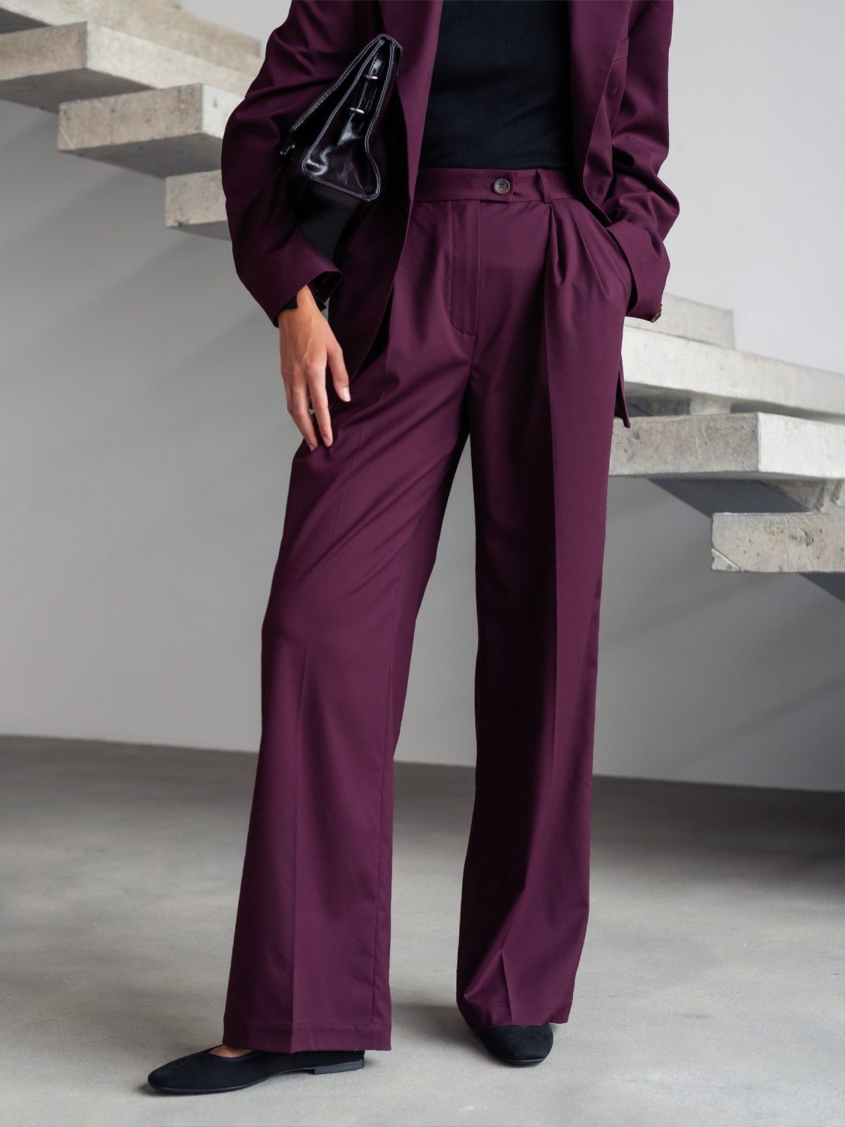 Класичні штани бордові прямого крою | 88398 Класичні штани бордові прямого крою | 88398