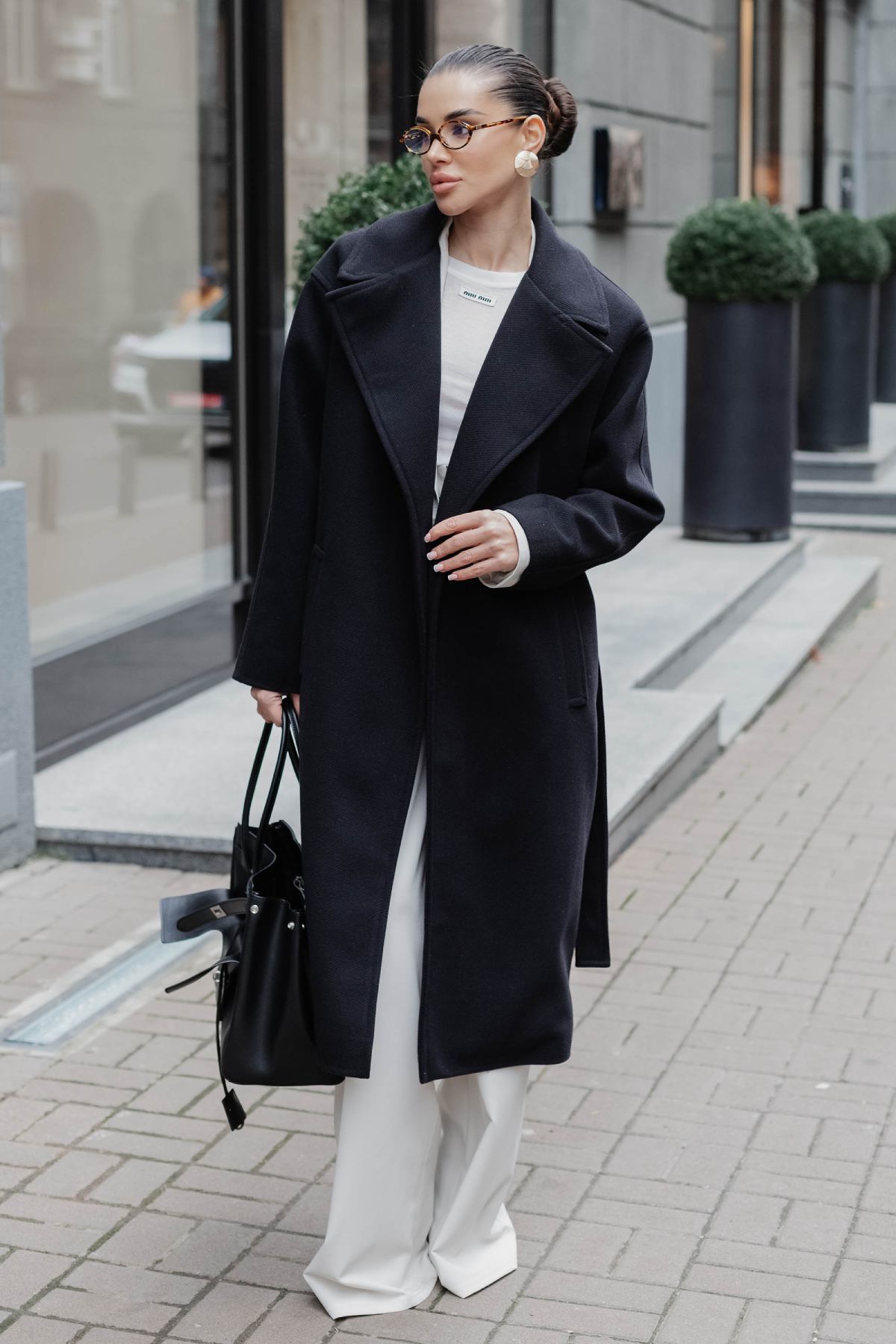 Демісезонне пальто на запах чорне | 88260 Демісезонне пальто на запах чорне | 88260