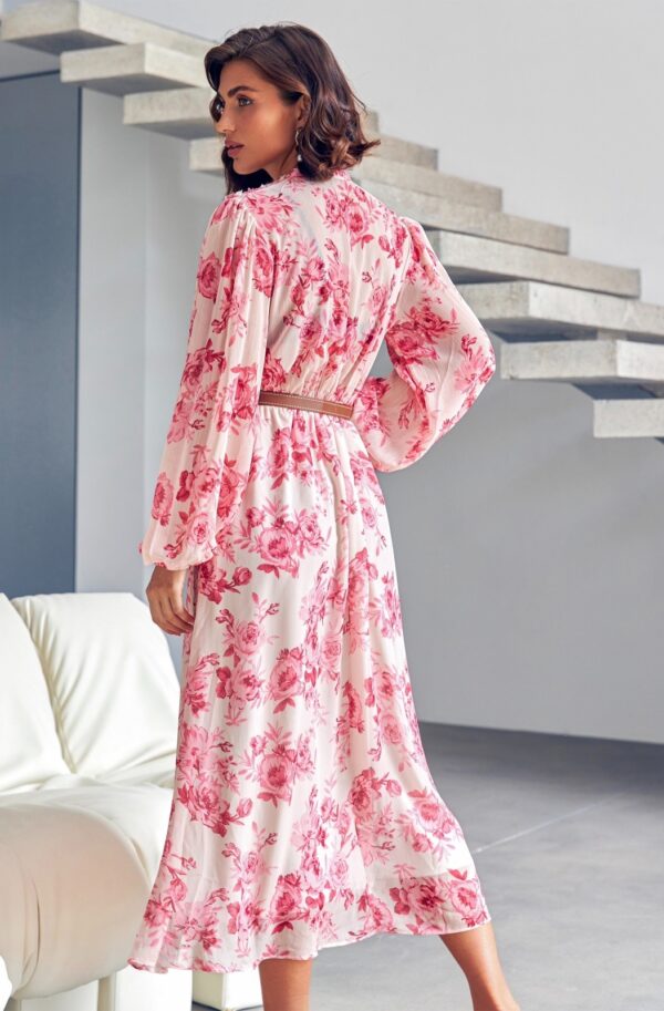 Літня шифонова сукня біла в рожеві квіти | 87910