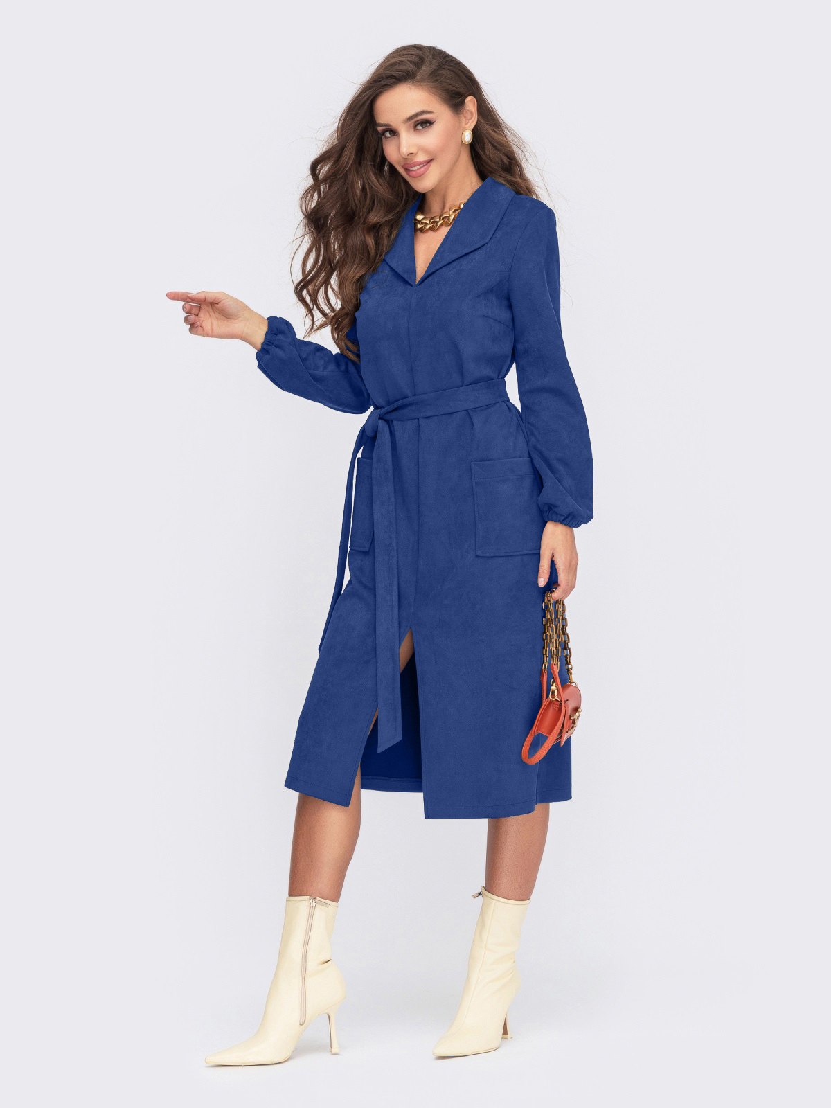 Замшеве плаття прямого крою синє | 88209 Замшеве плаття прямого крою синє | 88209