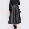 Розкльошена спідниця з екошкіри чорна | 88007 Розкльошена спідниця з екошкіри чорна | 88007