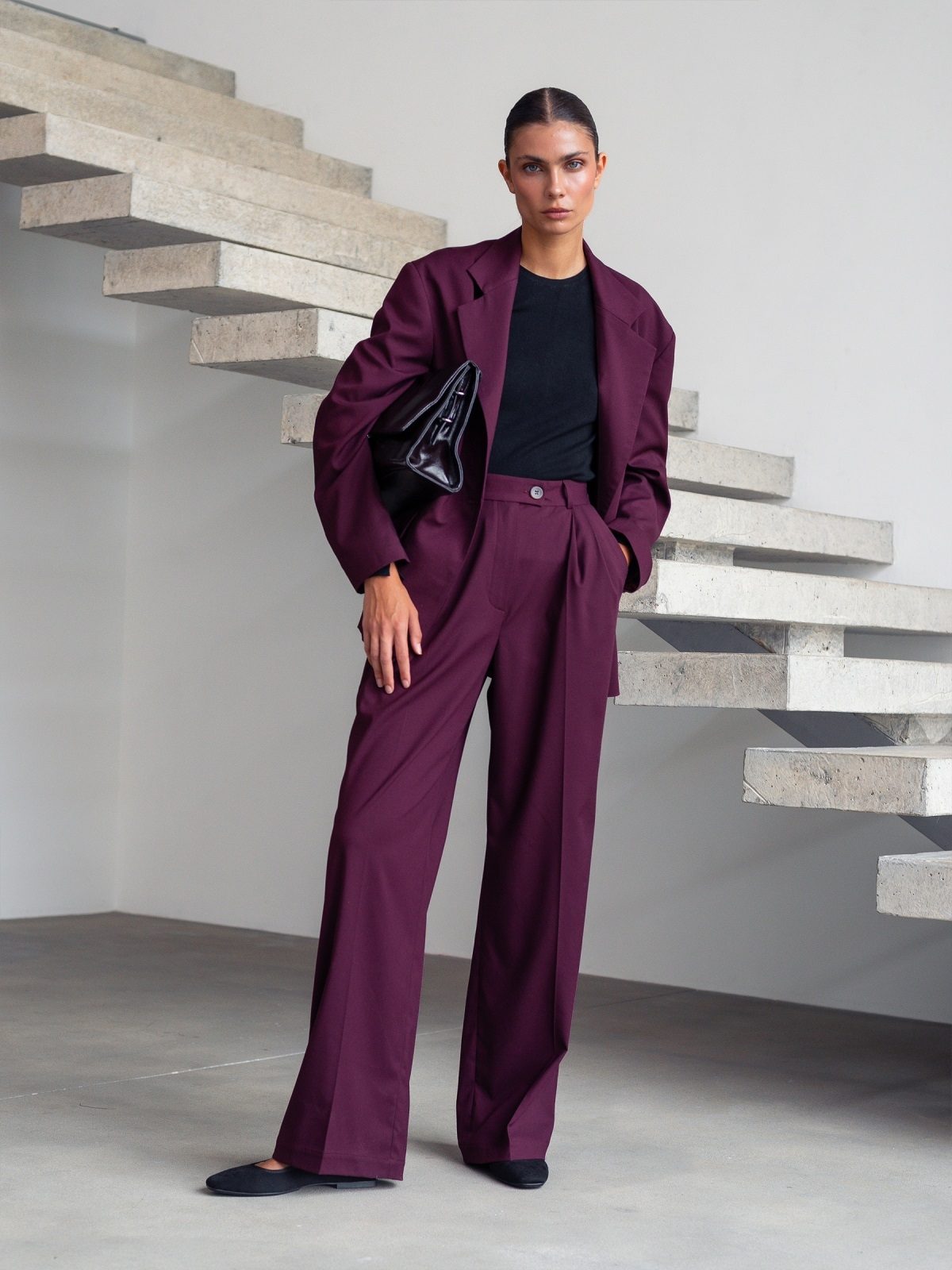 Класичні штани бордові прямого крою | 88398 Класичні штани бордові прямого крою | 88398