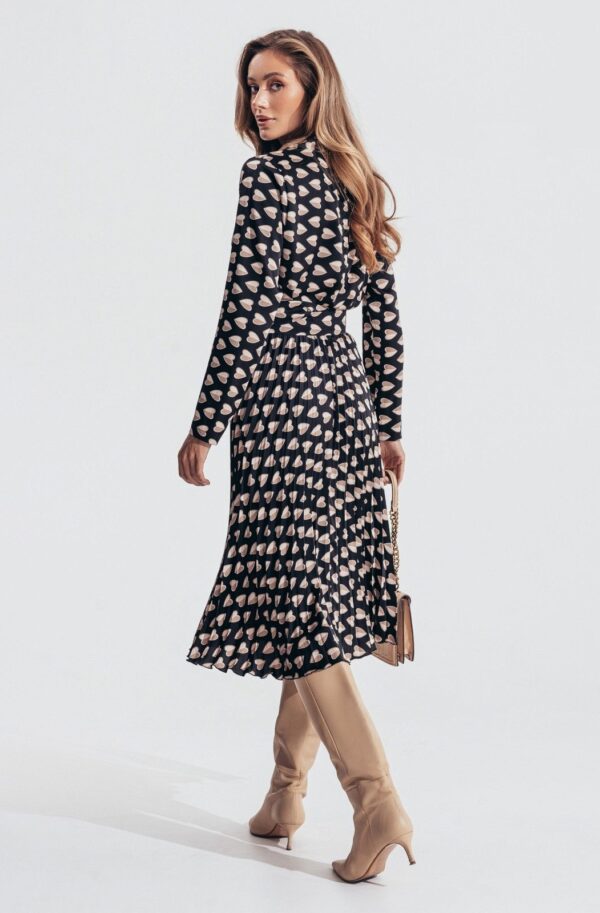 Сукня в принт з плісированою спідницею чорна | 88315