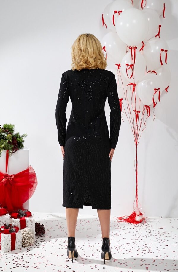 Трикотажна сукня-міді з паєтками чорна | 88198