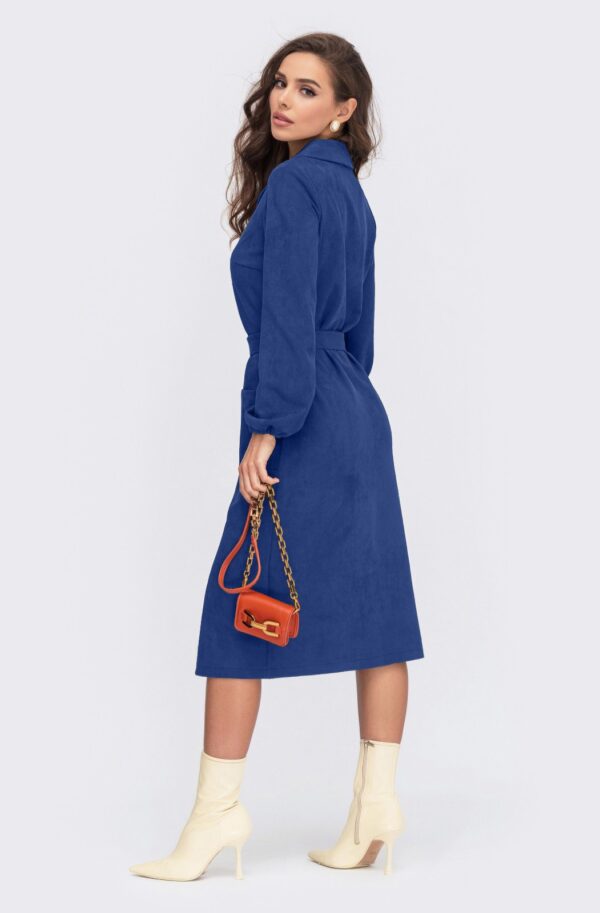 Замшеве плаття прямого крою синє | 88209