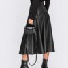 Розкльошена спідниця з екошкіри чорна | 88007 Розкльошена спідниця з екошкіри чорна | 88007