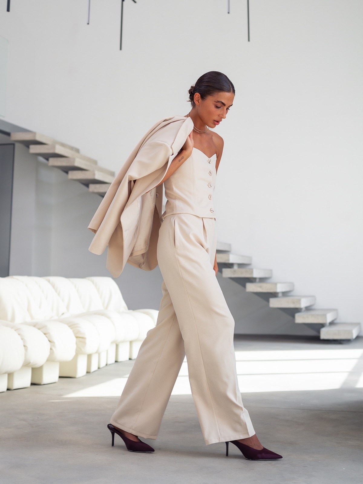 Костюм-трійка зі штанами бежевий | 88143 Костюм-трійка зі штанами бежевий | 88143