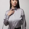 Шовкова блуза вільного крою сіра | 88326 Шовкова блуза вільного крою сіра | 88326