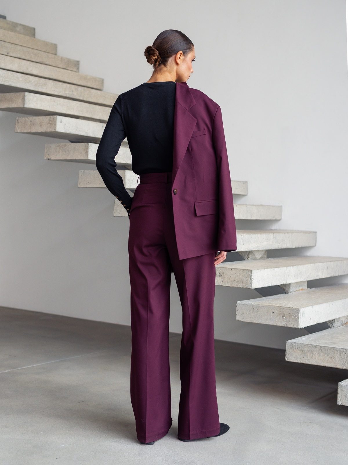 Класичні штани бордові прямого крою | 88398 Класичні штани бордові прямого крою | 88398