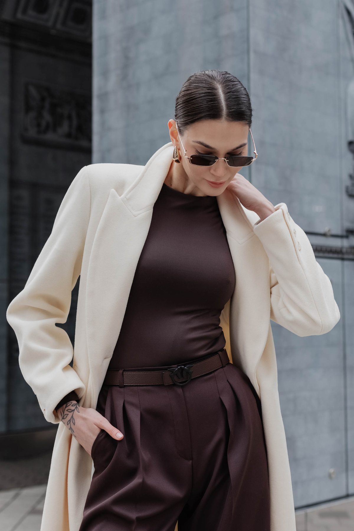 Демісезонне двобортне молочне пальто | 88279 Демісезонне двобортне молочне пальто | 88279