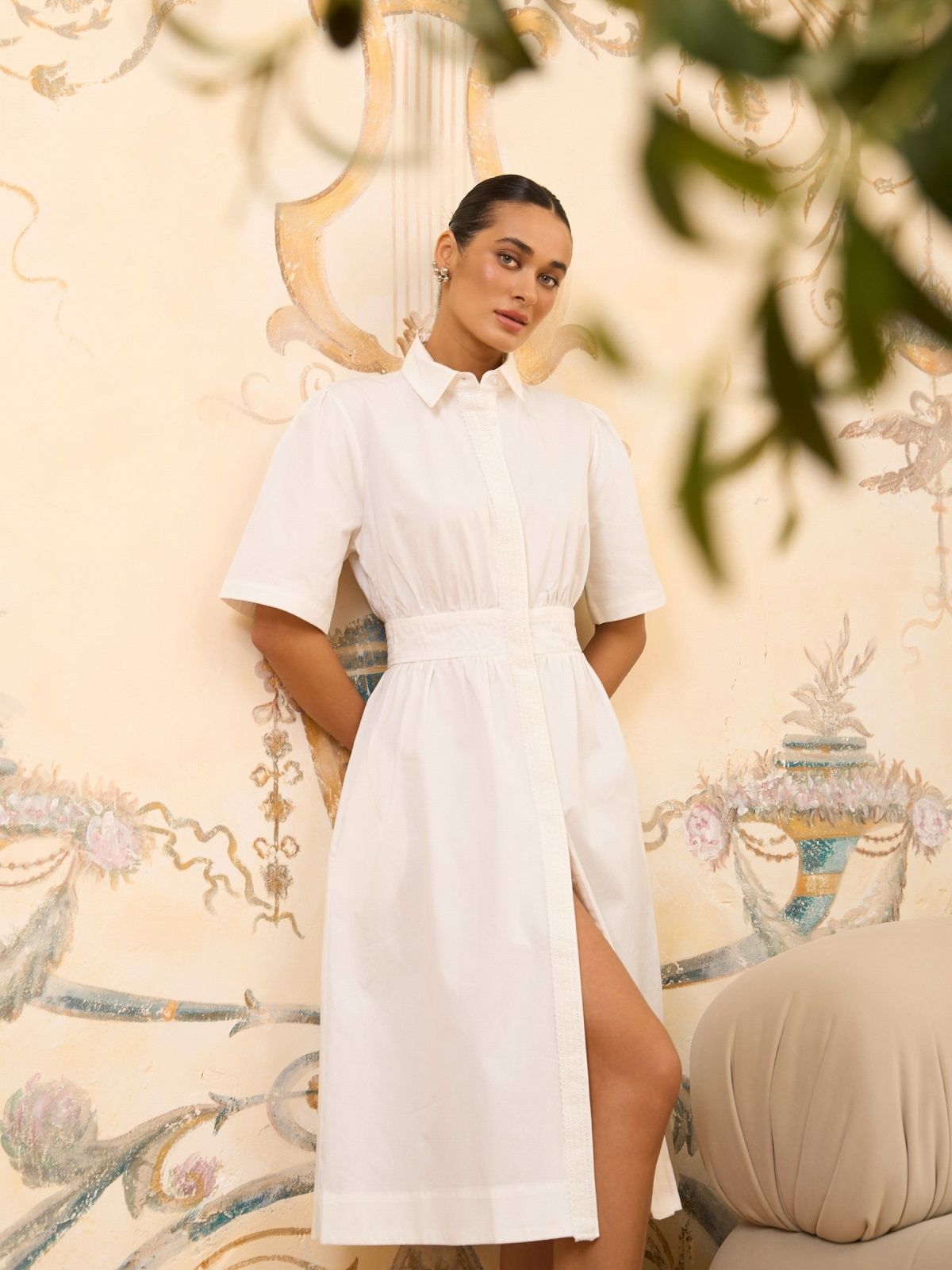 Літня сукня-сорочка біла з бавовни | 88590 Літня сукня-сорочка біла з бавовни | 88590