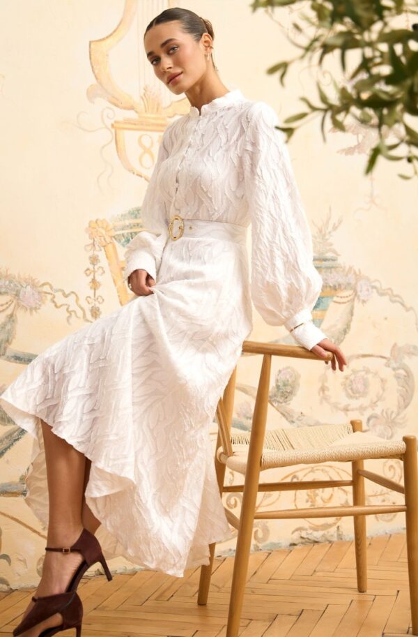 Святкова сукня із жакардової органзи біла | 88458