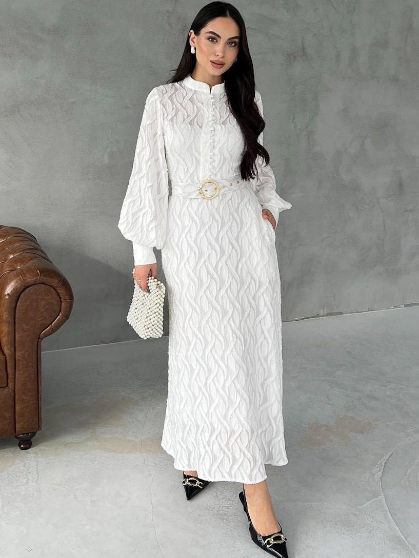 Святкова сукня із жакардової органзи біла | 88458