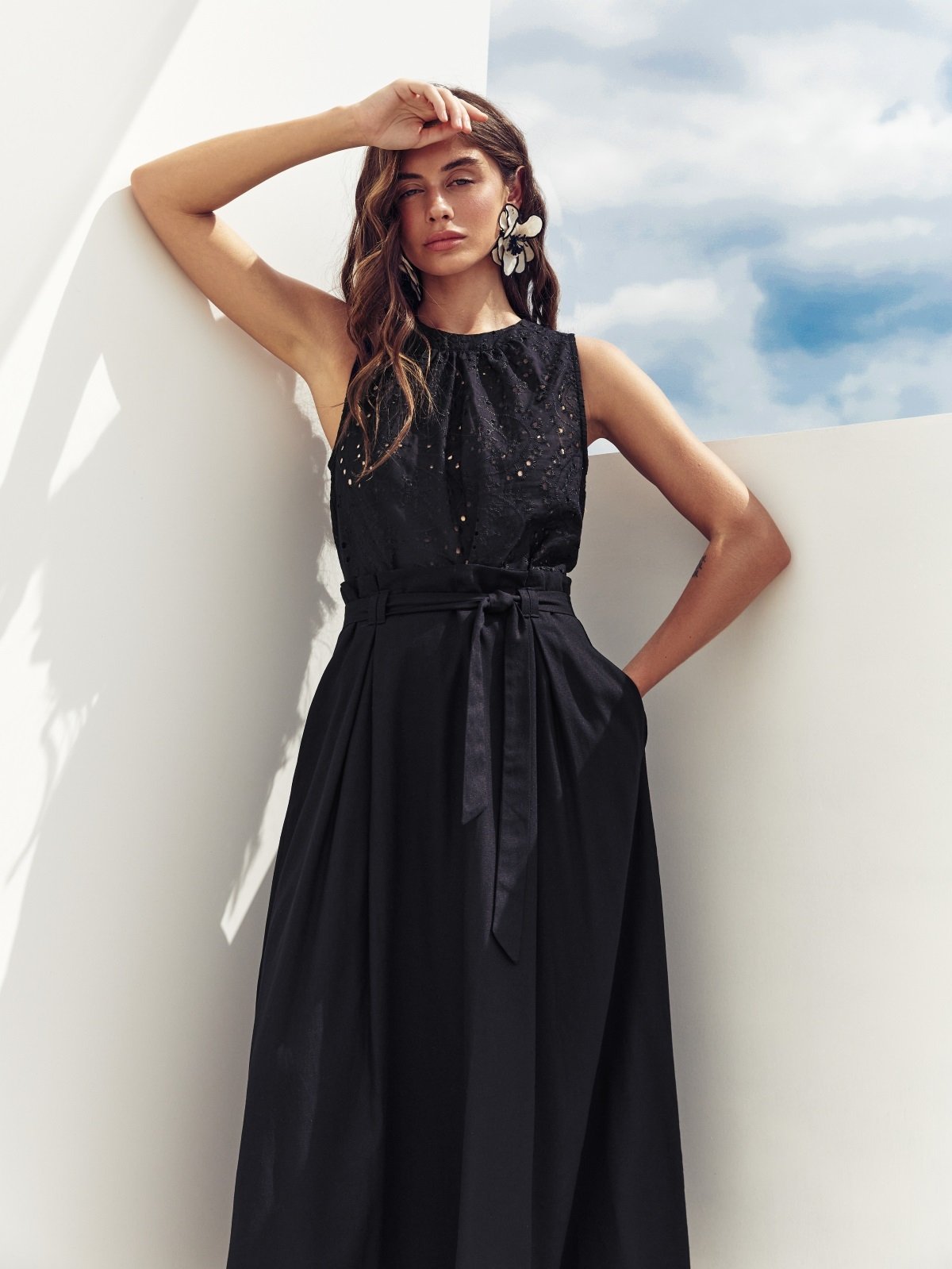 Льняна спідниця-напівсонце чорна | 88640 Льняна спідниця-напівсонце чорна | 88640