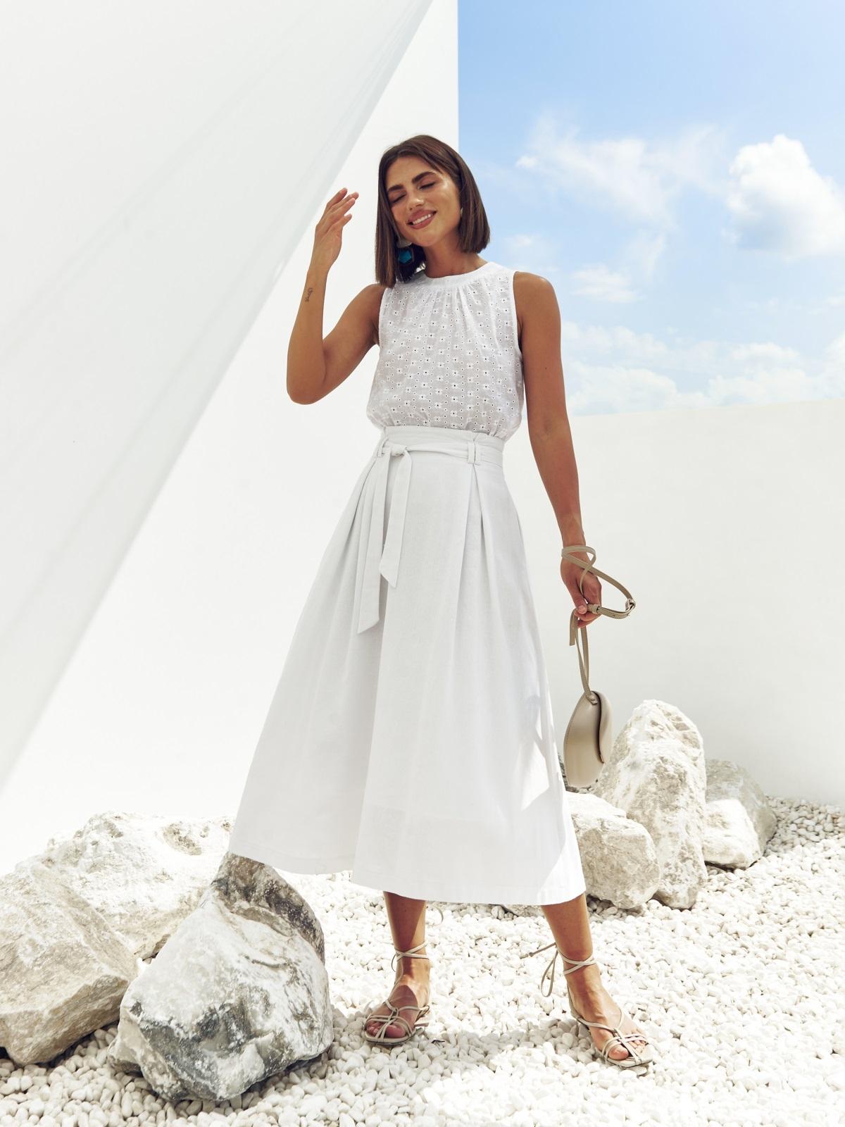 Льняна спідниця-напівсонце біла | 88618 Льняна спідниця-напівсонце біла | 88618