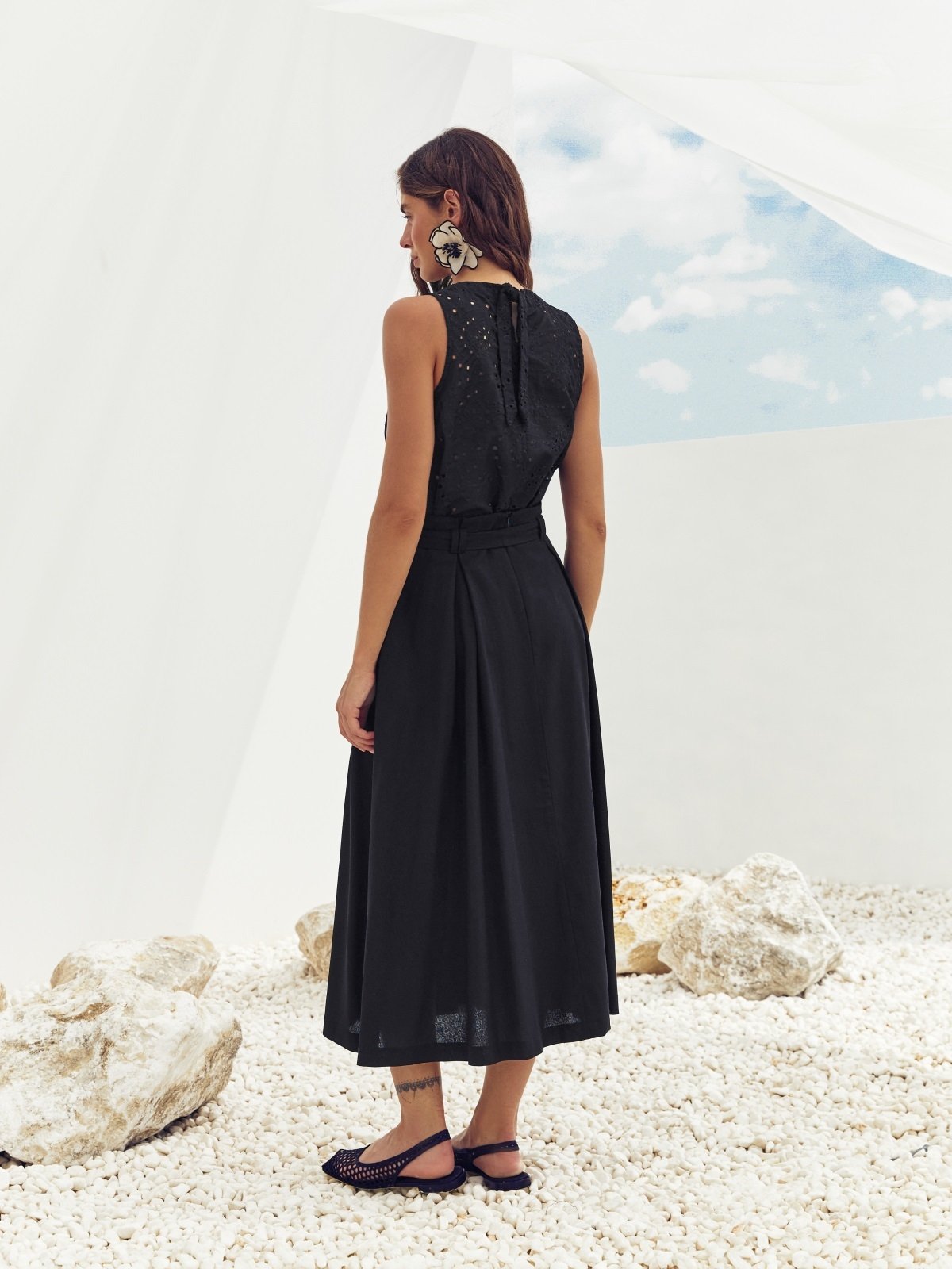 Льняна спідниця-напівсонце чорна | 88640 Льняна спідниця-напівсонце чорна | 88640