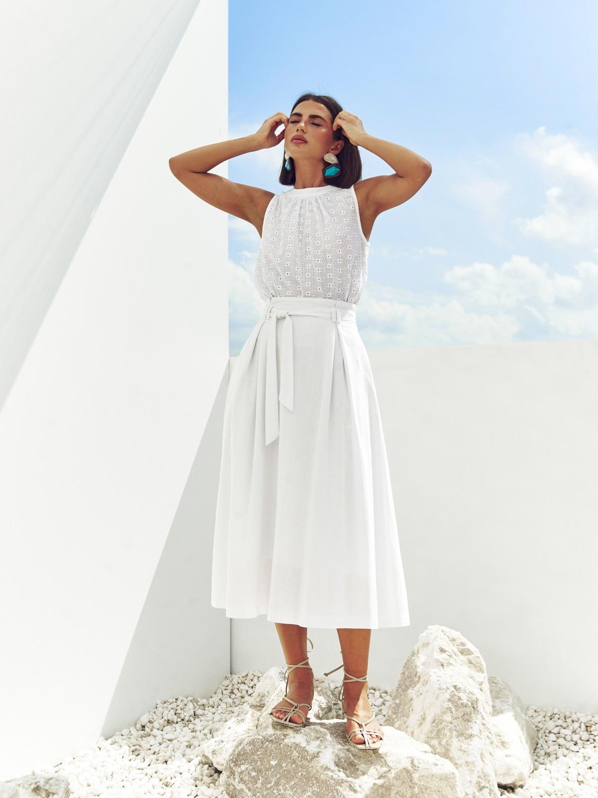 Льняна спідниця-напівсонце біла | 88618 Льняна спідниця-напівсонце біла | 88618