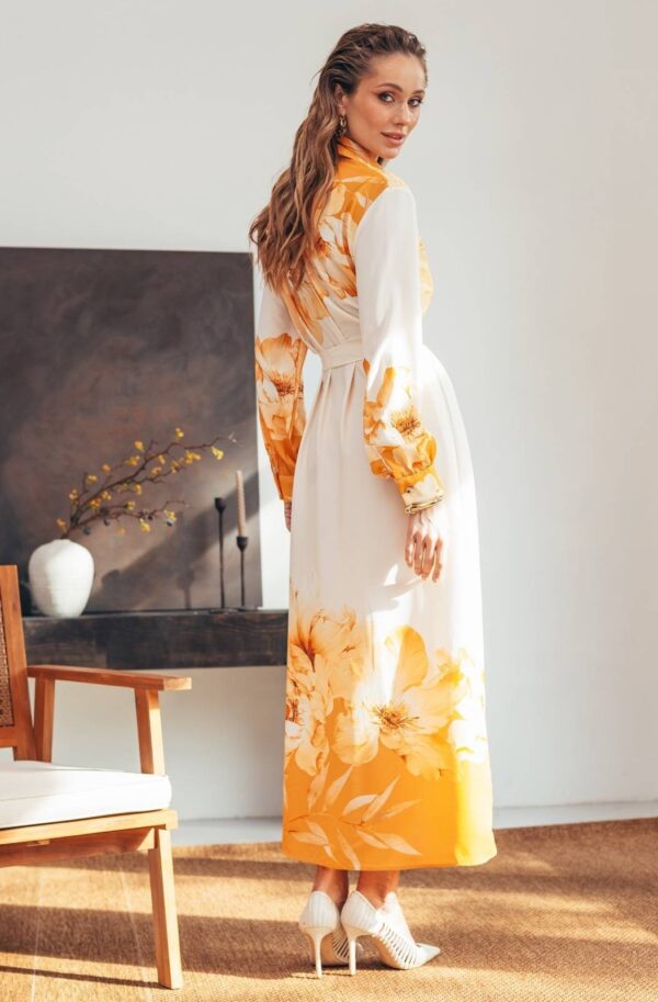 Сукня-сорочка жовта з квітковим принтом | 88515