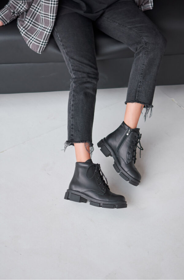 Демісезонні шкіряні черевики чорні | 88433