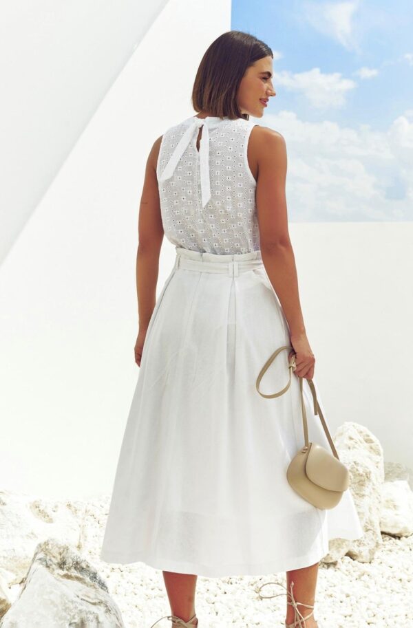 Льняна спідниця-напівсонце біла | 88618