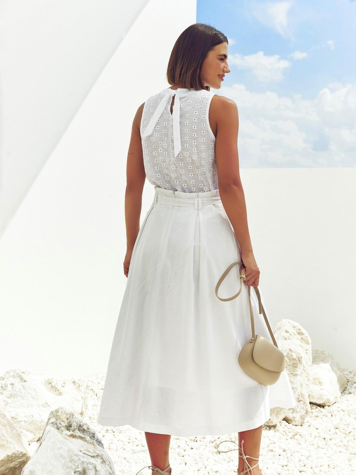 Льняна спідниця-напівсонце біла | 88618 Льняна спідниця-напівсонце біла | 88618