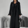 Довгий двобортний тренч чорний | 88503 Довгий двобортний тренч чорний | 88503