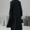 Довгий двобортний тренч чорний | 88503 Довгий двобортний тренч чорний | 88503
