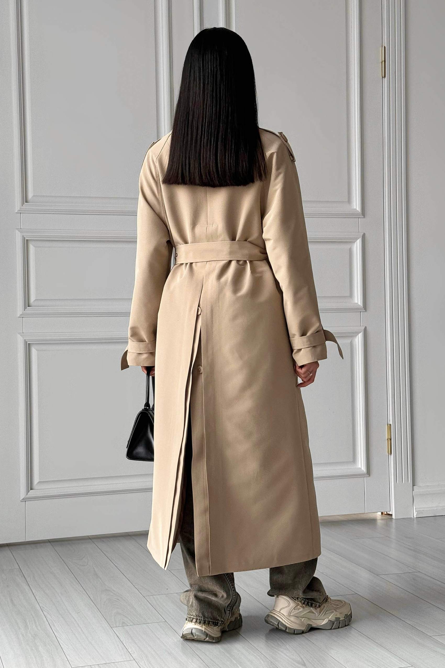Довгий двобортний тренч бежевий | 88494 Довгий двобортний тренч бежевий | 88494