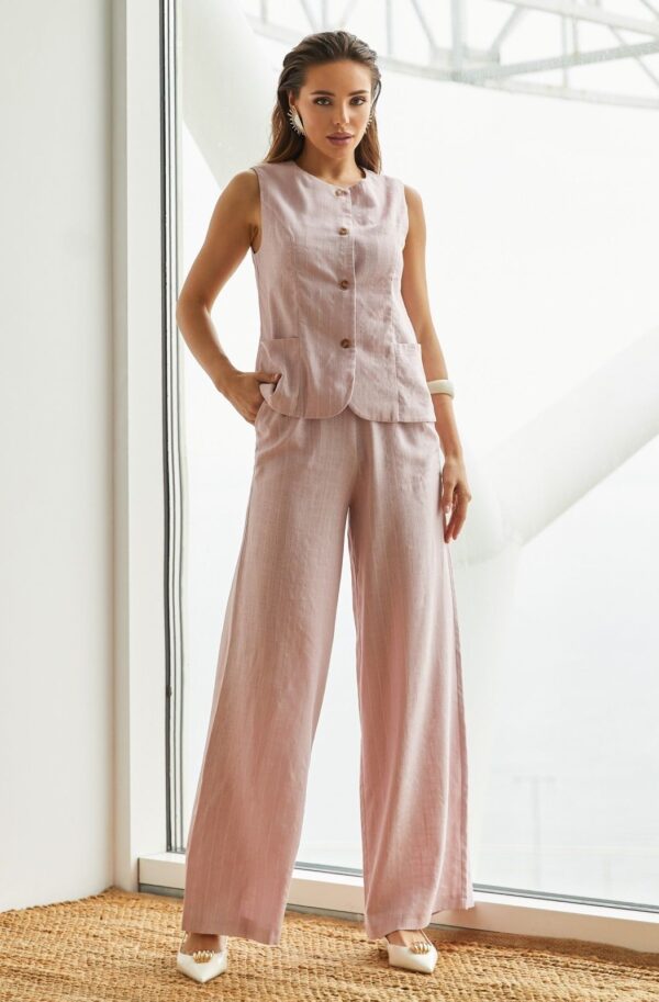Літній бавовняний костюм-двійка рожевий | 89165