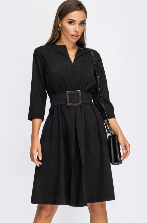 Вельветова сукня-трапеція чорна | 89034