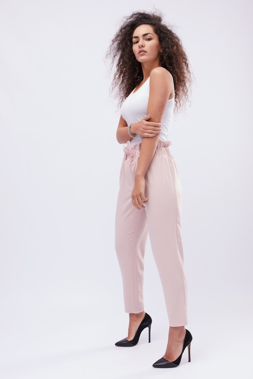 Жіночі штани-чіноси пудрового кольору | 88966