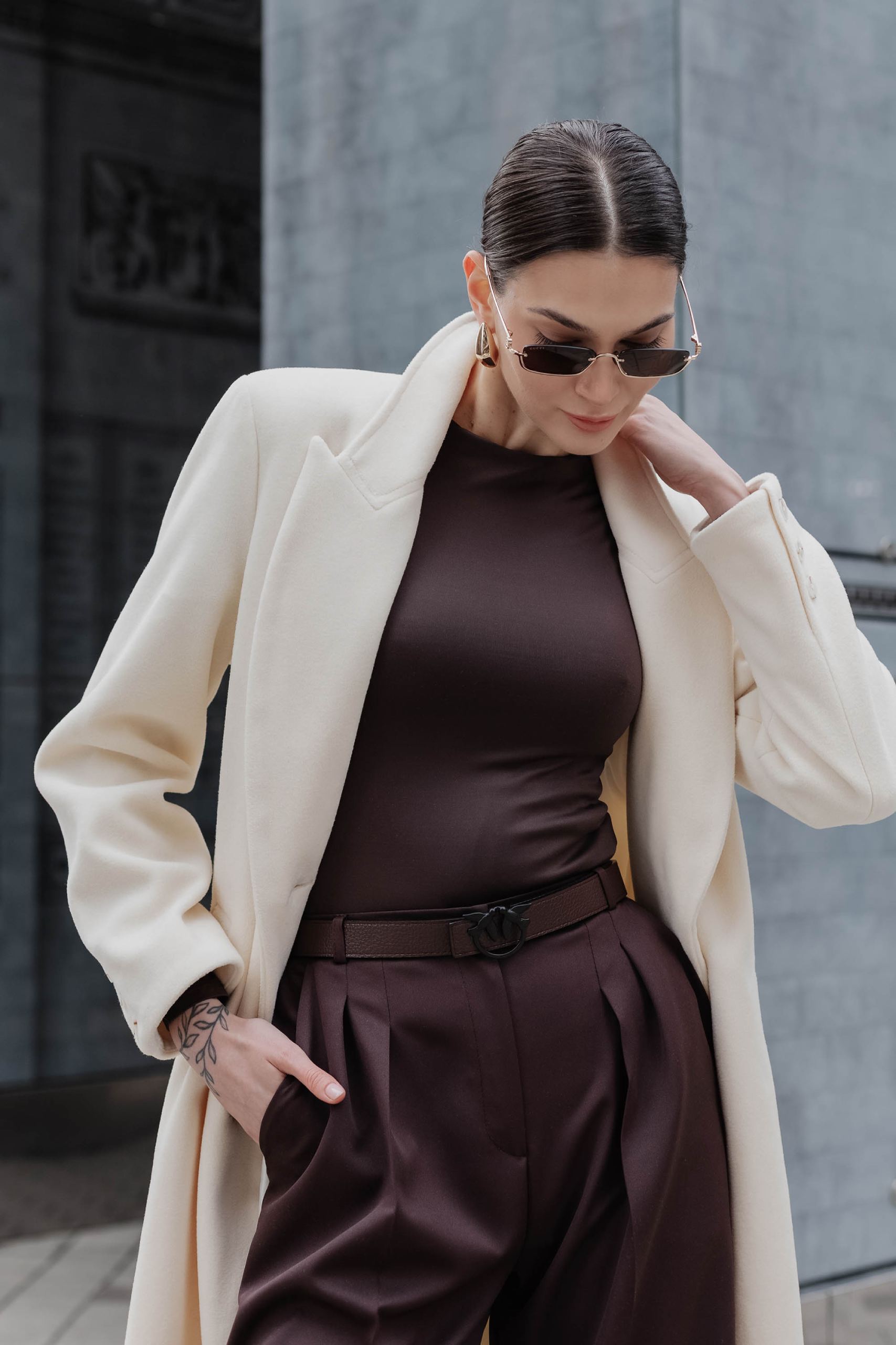 Стильні штани в стилі палаццо шоколадні | 89021