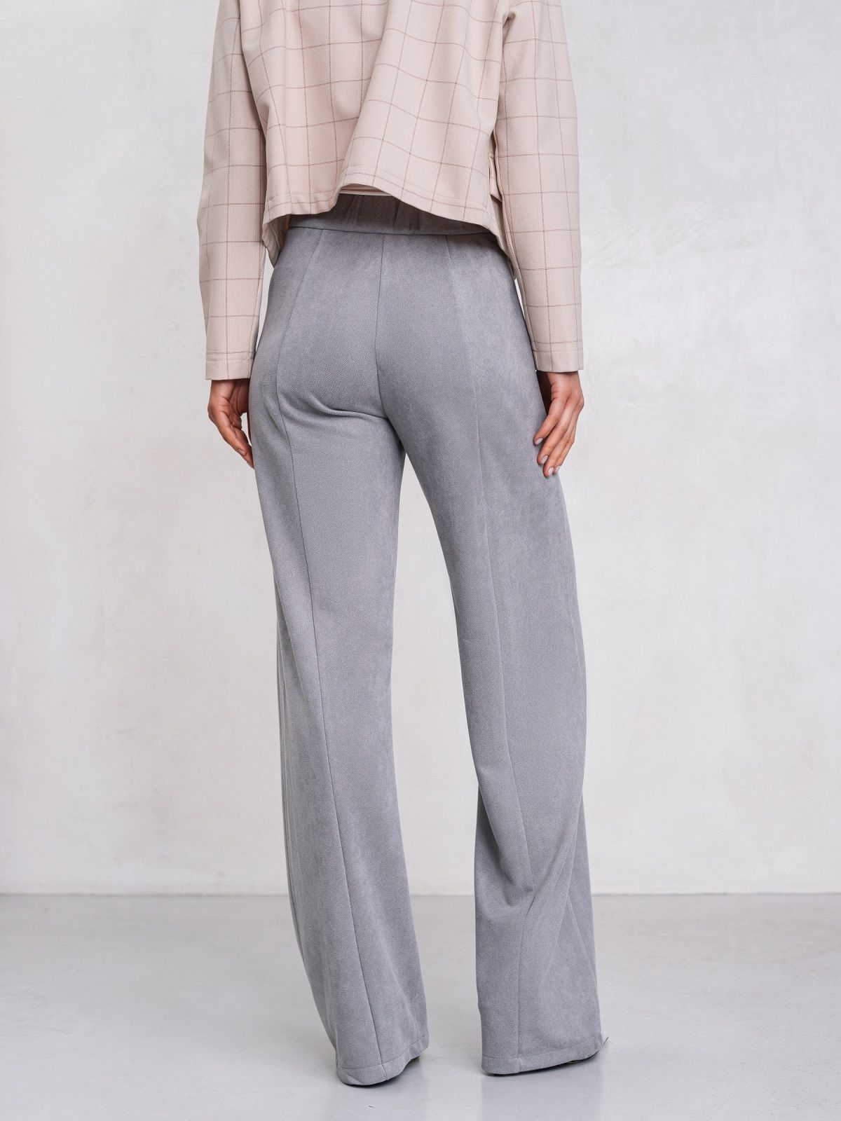 Прямі замшеві штани сірі в класичному стилі | 88995