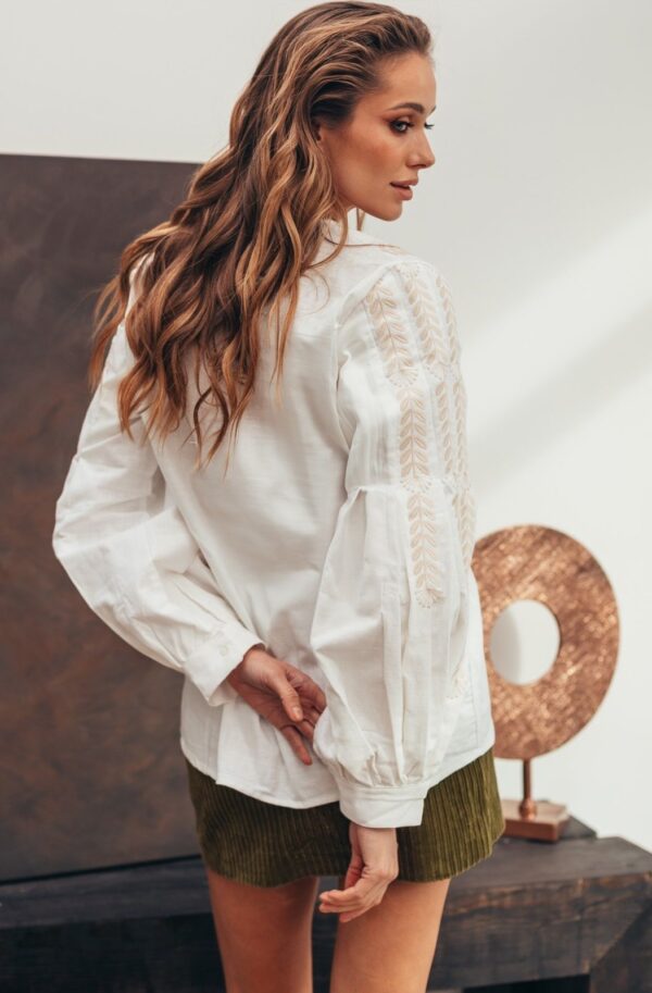 Літня блузка з льону біла з вишивкою | 89340
