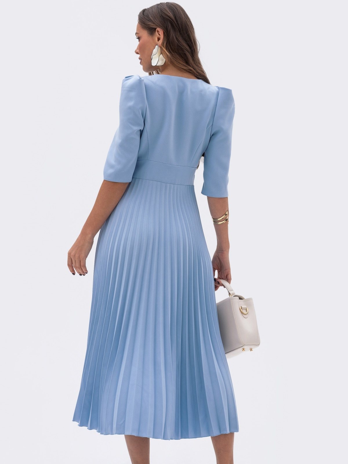 Сукня плісирована блакитна міді довжини | 89090 Сукня плісирована блакитна міді довжини | 89090