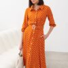 Сукня-сорочка у великий горох теракотова | 89301 Сукня-сорочка у великий горох теракотова | 89301