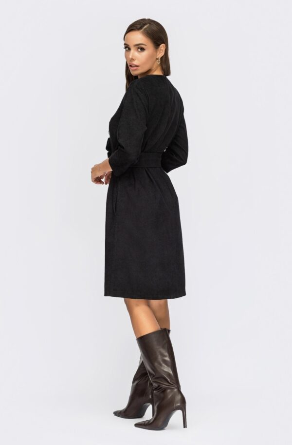 Вельветова сукня-трапеція чорна | 89034