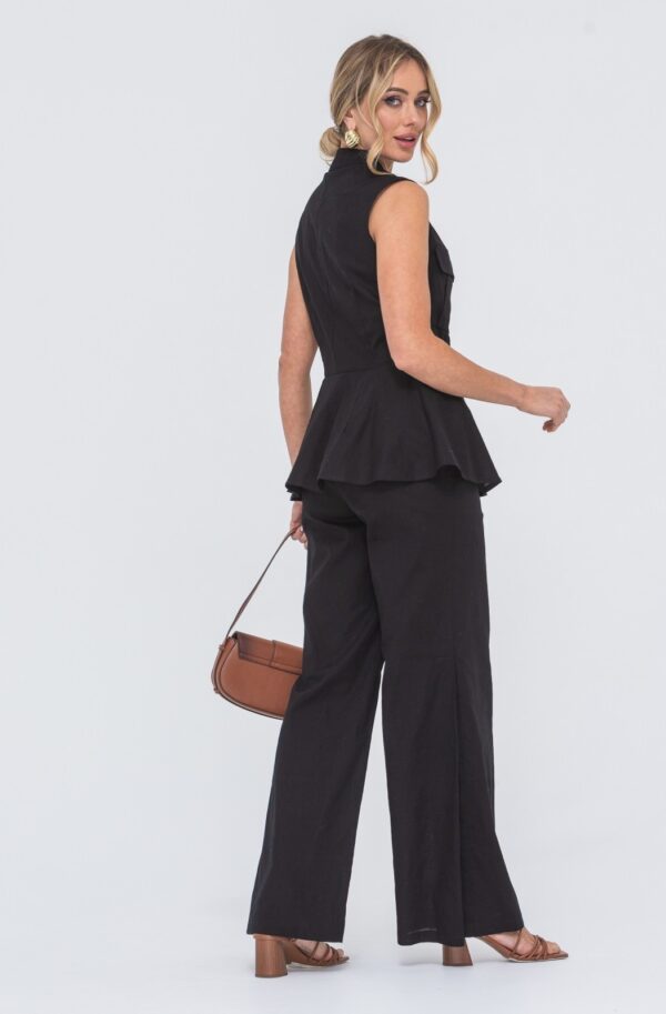 Літній лляний костюм-двійка чорний | 89127