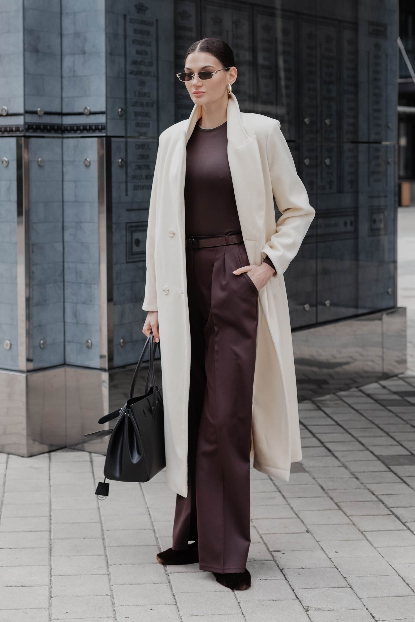 Стильні штани в стилі палаццо шоколадні | 89021