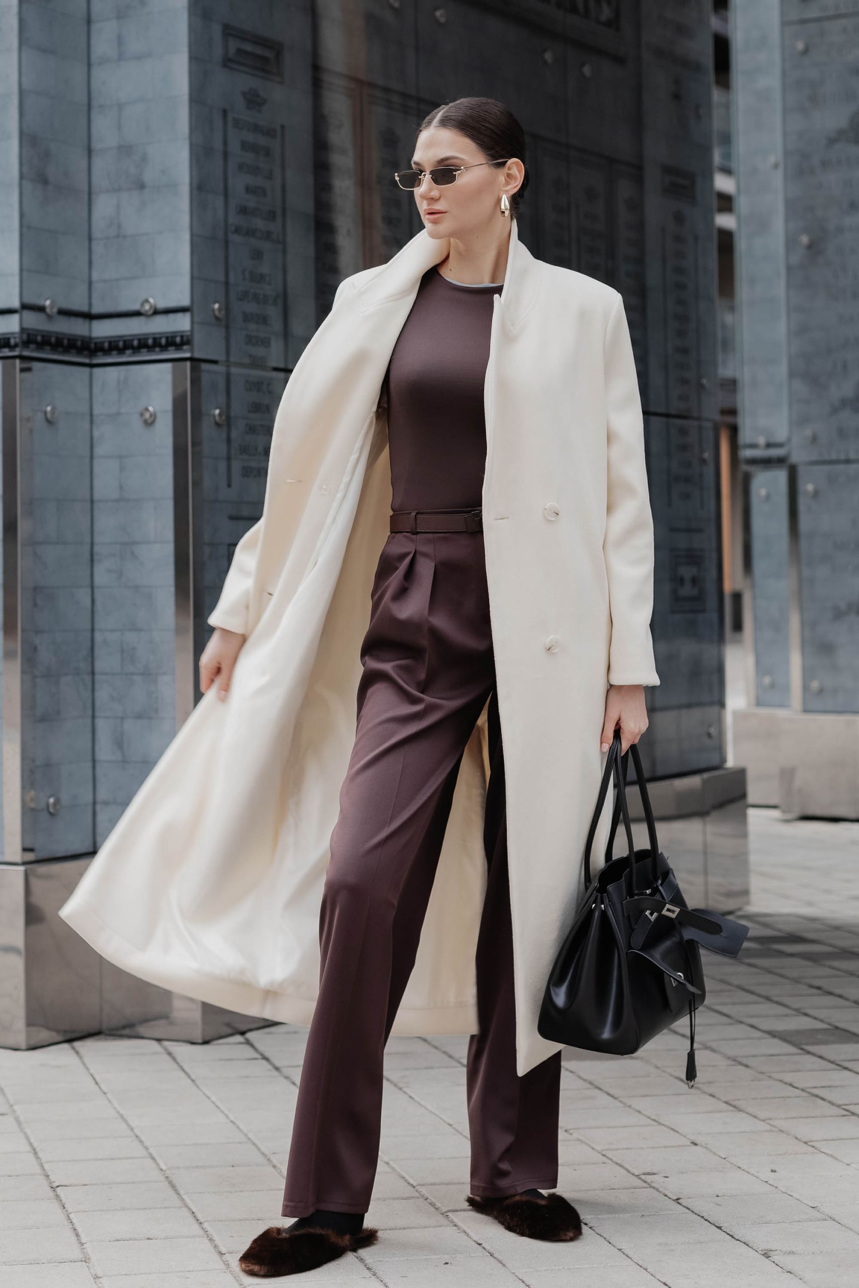 Стильні штани в стилі палаццо шоколадні | 89021