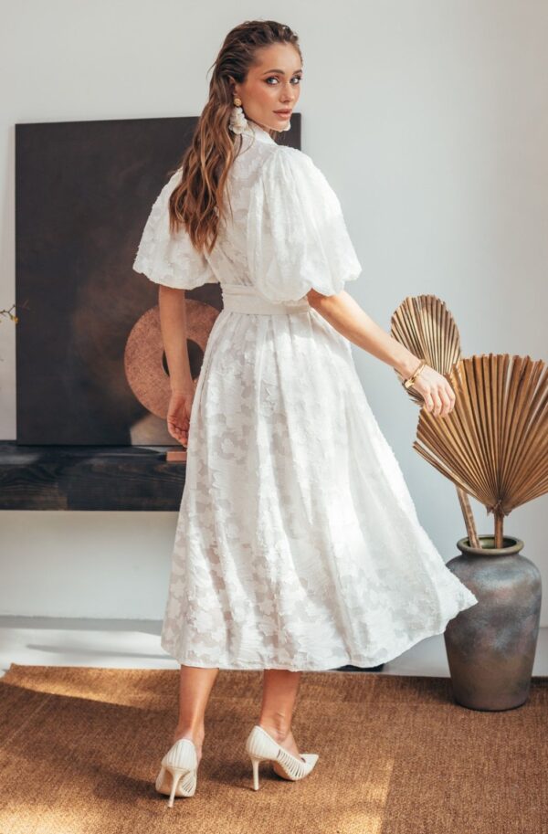 Святкова літня сукня біла з рукавами буф | 89272
