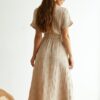Літня сукня бежева з мусліну міді довжини | 89098