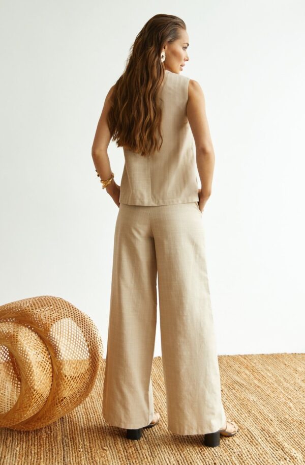 Літній бавовняний костюм-двійка бежевий | 89152