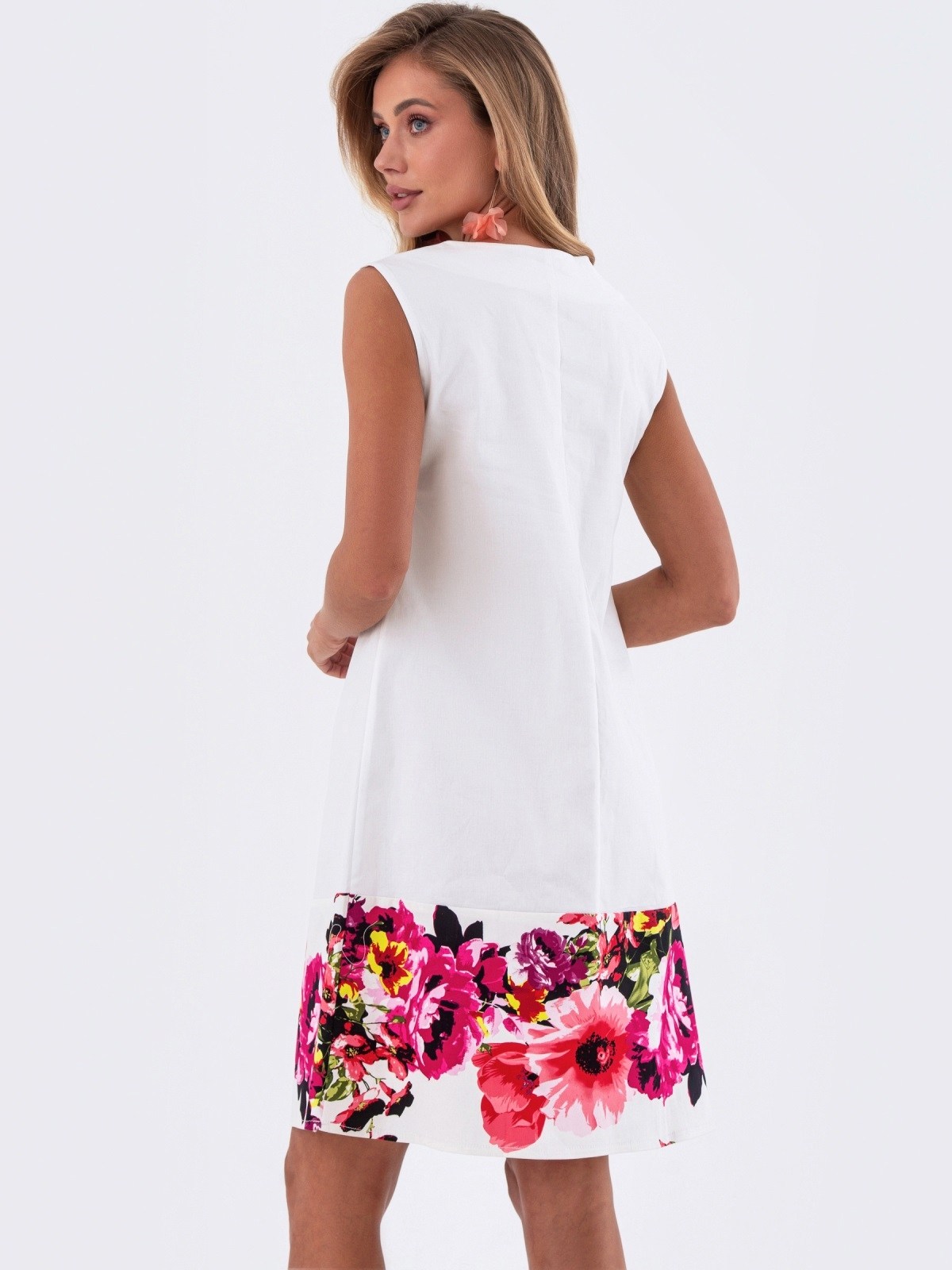 Бавовняна сукня біла з квітковим принтом | 89215 Бавовняна сукня біла з квітковим принтом | 89215